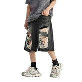 Casual Ripped Straight Leg Denim Short